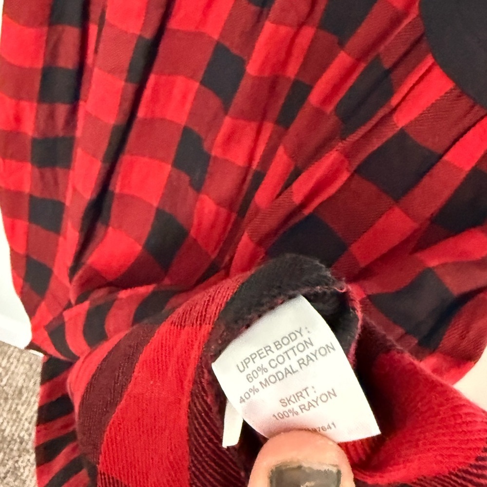 J.Jill Buffalo Plaid Mixed Media Dress Black Red Large - Picture 4 of 7